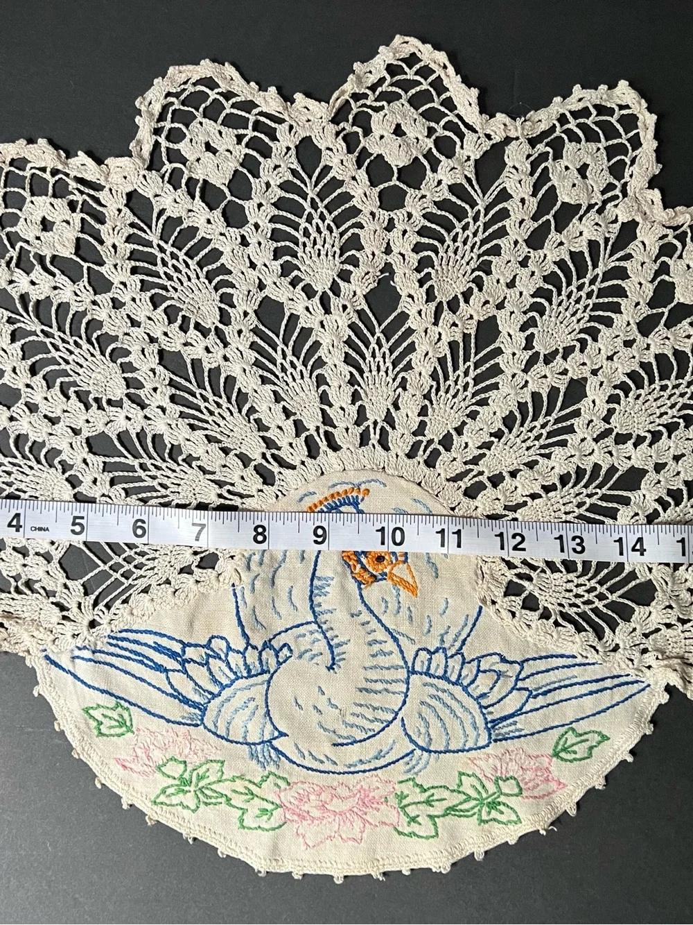 Vintage Peacock Antimacassar 1920-1940